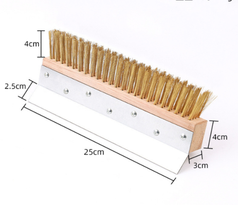 Pizza Oven Brush 58cm Aluminium Handle Pizza Oven Brush with Brass Bristles and Steel Scraper Pizza Brush Scraper and Cleaner