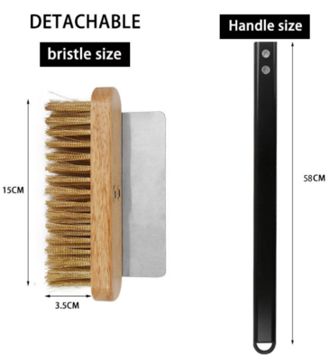 Pizza Oven Brush 58cm Aluminium Handle Pizza Oven Brush with Brass Bristles and Steel Scraper Pizza Brush Scraper and Cleaner
