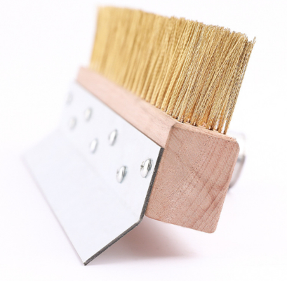 Pizza Oven Brush 58cm Aluminium Handle Pizza Oven Brush with Brass Bristles and Steel Scraper Pizza Brush Scraper and Cleaner